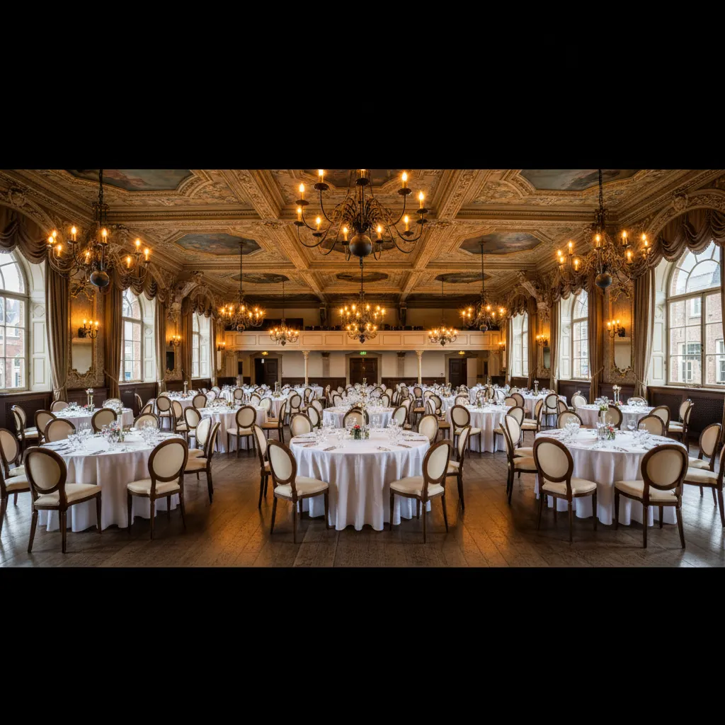 De feestzaal van De Heeren van Montfoort, ingericht voor een evenement